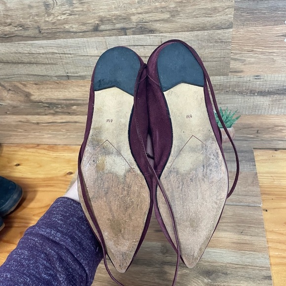 Halogen maroon suede lace up pointy toe ballet flats women’s 8 - Picture 6 of 10